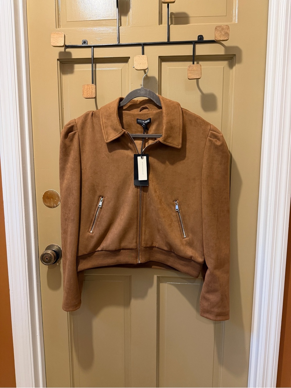 Anthropologie faux-suede NWT bomber puff sleeve jacket